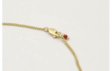 Solitario cadena plana dorada mate con colgante ca