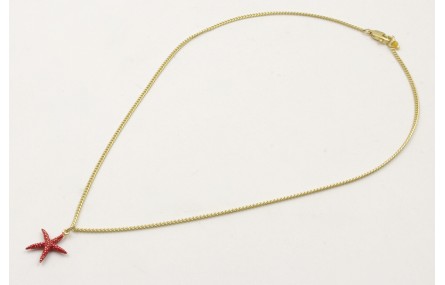 Solitario cadena plana dorada mate con colgante es