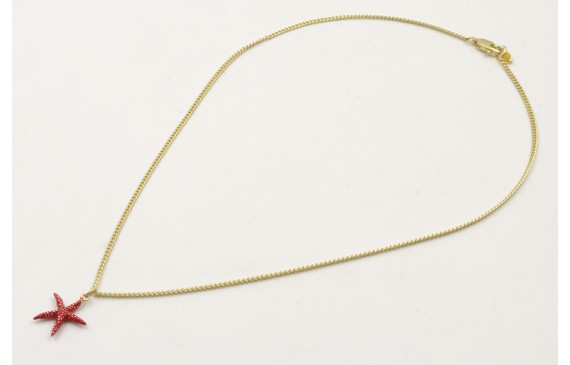 Solitario cadena plana dorada mate con colgante es