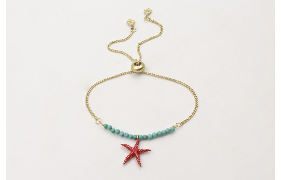 Pulsera cadena plana dorada mate regulable con tir