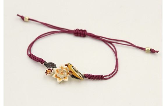 Pulsera hilo granate con nudo serpiente centro ado