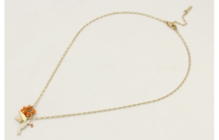 Collar cadena eslabón dorado mate con colibrí esma