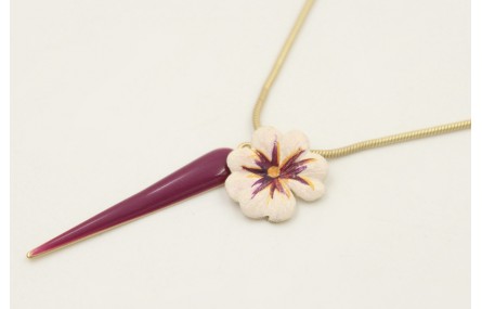 Collar cadena cordón dorado mate con colgante cuña