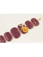Pulsera rectangulos ovalados burdeos con pajarillo