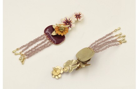 Pendientes flores blanca,morada,naranja,rectangulo