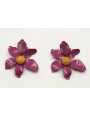 Pendientes flor esmaltada cardenal y brillo mostaz