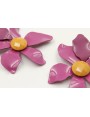 Pendientes flor esmaltada cardenal y brillo mostaz