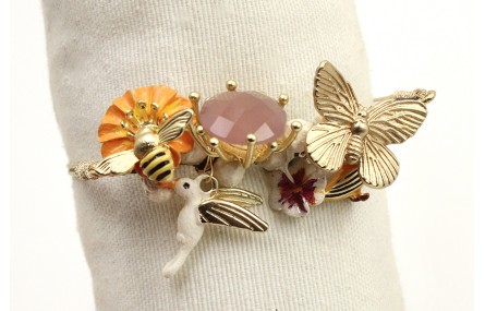 Pulsera hilo fino dorado con nudo serpiente,rama a