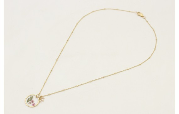 Solitario cadena microbola dorada mate con colgant