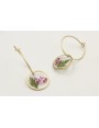 Pendientes aro pequeño con colgante disco cristal 