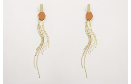 Pendientes perno listón plano dorado mate con hexá