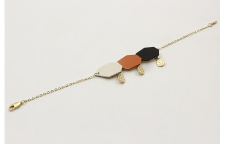 Pulsera cadena de eslabón doarado mate con hexágon