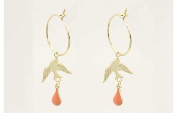 Pendientes acero inoxidable con aro pequeño con go