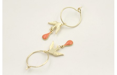 Pendientes acero inoxidable con aro pequeño con go