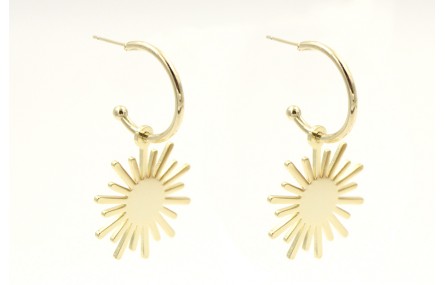 Pendientes acero inoxdable semi aro con bola y col