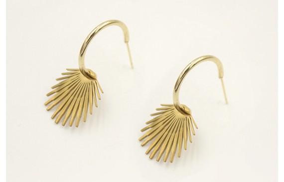 Pendinetes acero inoxidable perno semi aro con bol