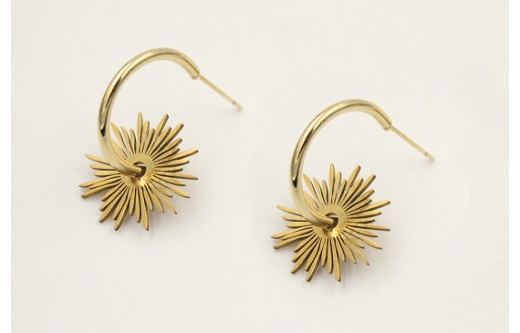 Pendinetes acero inoxidable perno semi aro con bol