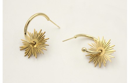 Pendinetes acero inoxidable perno semi aro con bol