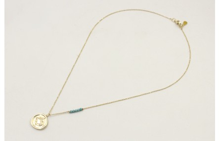 Solitario de acero inoxidable con cadena de eslabó