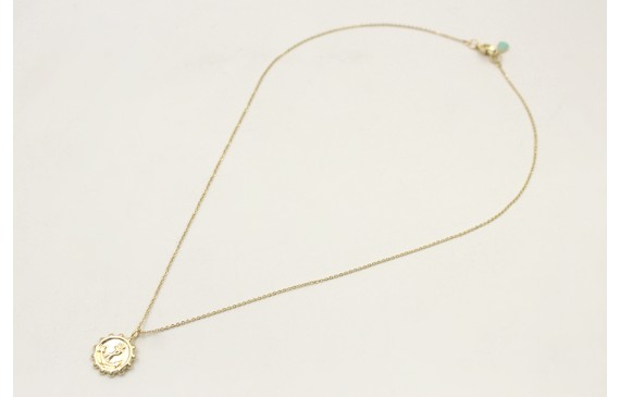 Solitario de acero inoxidable con cadena de eslabó