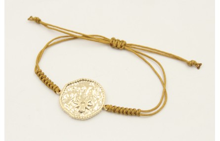 Pulsera hilo color marrón claro con nudo serpiente