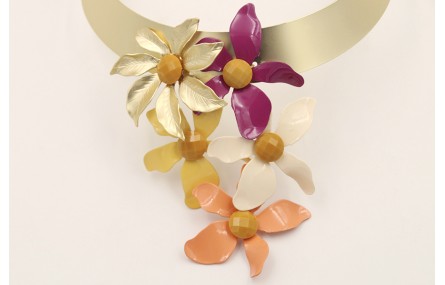 Colla lámina rigido con flores 5 pétalos esmaltada