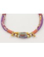 Collar seda natural morada,fucsia,mostaza, lazo tu