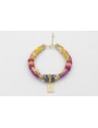 Pulsera seda natural morado y lazo tubo kimono ama