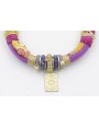 Pulsera seda natural morado y lazo tubo kimono ama