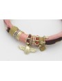 Pulsera seda natural salmón y lazo tubo kimono gra