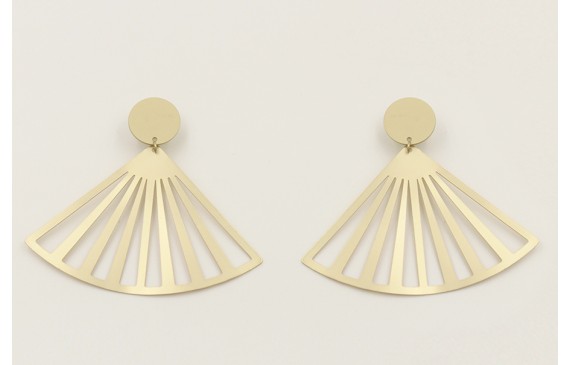 Pendiente perno disco dorado mate con lámina abani