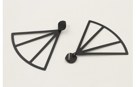 Pendiente perno disco esmaltado negro mate con lám