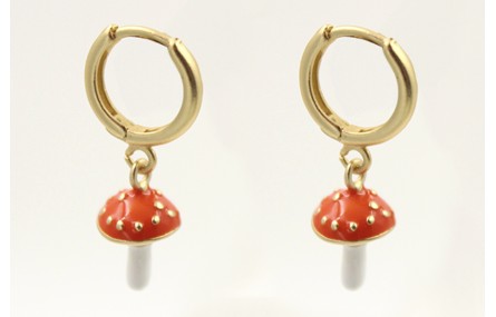 Pendientes perno de seguridad oro mate con colgant