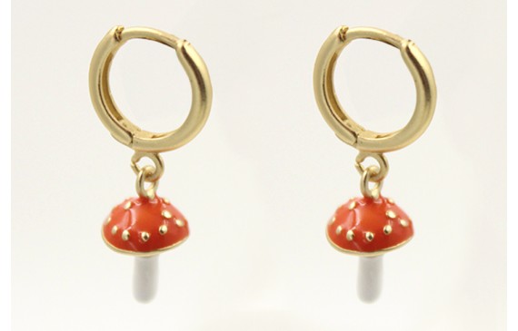 Pendientes perno de seguridad oro mate con colgant