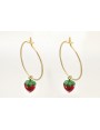Pendientes de aro de 20mm con colgantes de fresas 