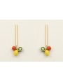 Pendientes perno palo dorado mate con limones, nar