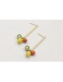 Pendientes perno palo dorado mate con limones, nar