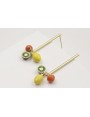 Pendientes perno palo dorado mate con limones, nar