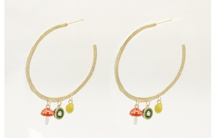 Pendiente aro labrado perforado con colgante de li