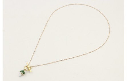 Colgante de cadena de eslabón plana oro mate y mic