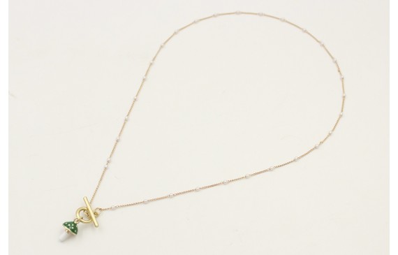 Colgante de cadena de eslabón plana oro mate y mic