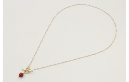 Colgante de cadena de eslabón plana oro mate con m