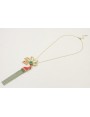 Colgante de cadena oro mate con microbolas, flor o