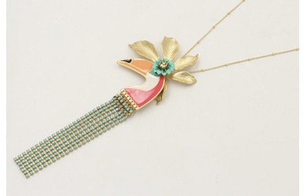 Colgante de cadena oro mate con microbolas, flor o