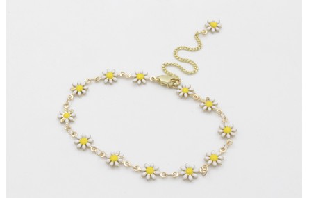 Pulsera de cadena de margaritas blancas con cadena