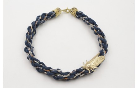 Collar cordón trenzado trenzado azul marino y libe