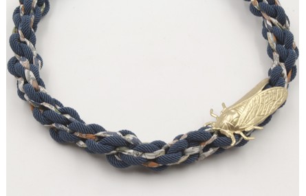 Collar cordón trenzado trenzado azul marino y libe