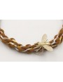 Collar cordón trenzado marrón y liberty con flores