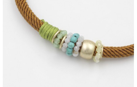 Pulsera de cordón trenzado retorcido color marrón 