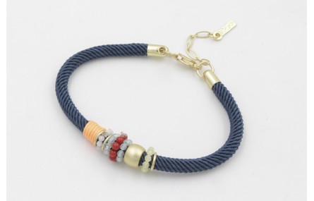 Pulsera de cordón trenzado retorcido color azul ma